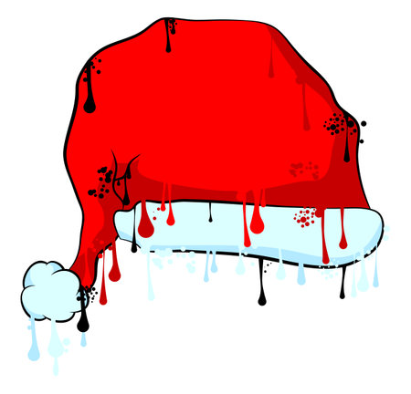 Santa Claus Hat Graffiti tag. Abstract modern holiday street art decoration, Christmas Celebration symbol performed in urban painting style.のイラスト素材