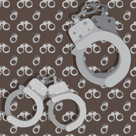 Handcuffs, crime and punishment symbol. Vector cartoon illustration.のイラスト素材