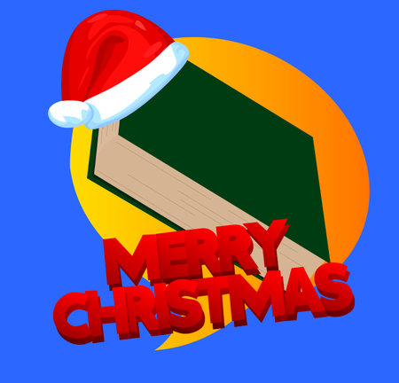 Merry Christmas word on a book, cartoon vector illustration.のイラスト素材