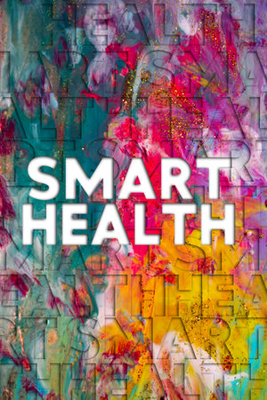 Abstract Natural Luxury art, fluid painting with Smart Health text, alcohol ink technique. Image...
