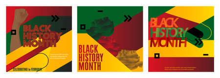 Luxury deluxe Black History Month (in February) Poster Collection. Set of abstract event template for website, banner, book cover, presentation.のイラスト素材