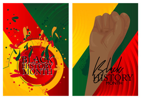 Luxury deluxe Black History Month (in February) Poster Collection. Set of abstract event template for website, banner, book cover, presentation.のイラスト素材