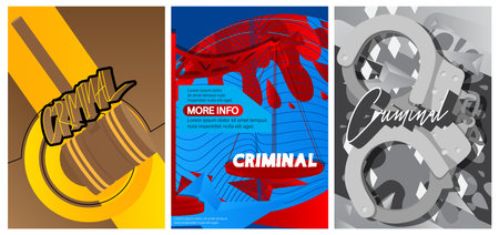 Criminal poster. Background vector illustration. Abstract Justice event template for website,...