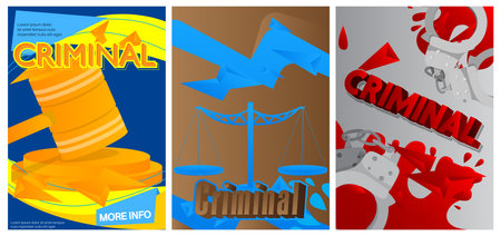 Criminal poster. Background vector illustration. Abstract Justice event template for website, banner, book cover, presentation.のイラスト素材