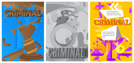 Criminal poster. Background vector illustration. Abstract Justice event template for website, banner, book cover, presentation.のイラスト素材