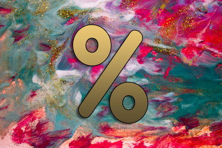 Abstract Natural Luxury art, fluid painting with Percentage Sign, alcohol ink technique. Image...