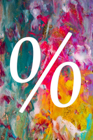 Abstract Natural Luxury art, fluid painting with Percentage Sign, alcohol ink technique. Image...