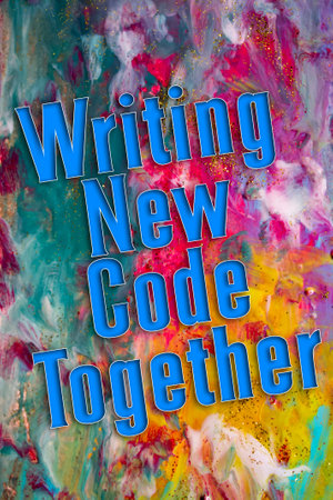 Abstract Natural Luxury art, fluid painting with Writing New Code Together text, alcohol ink technique. Image incorporates the swirls of marble granite.の写真素材