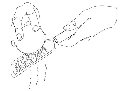 One continuous line of hand with Lemon and grater. Thin Line Illustration vector concept. Contour Drawing Creative ideas.のイラスト素材