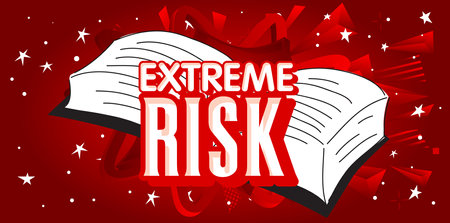 Extreme Risk word on a book, cartoon vector illustration.のイラスト素材