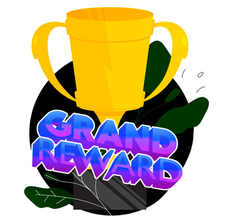 Trophy Cups with Grand Reward text. Award, Winning Background vector illustration.のイラスト素材
