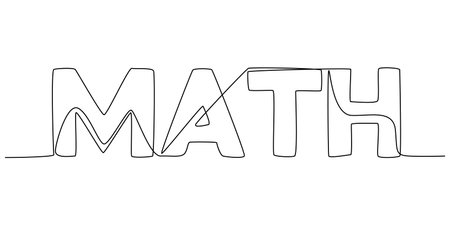 One continuous line of Math word. Thin Line Illustration vector concept. Contour Drawing Creative ideas.のイラスト素材