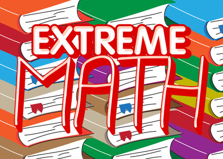 Extreme Math word on a book, cartoon vector illustration.のイラスト素材