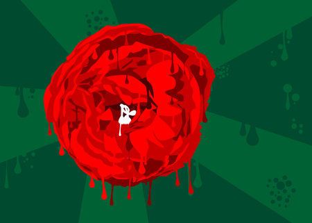 Graffiti Rose Background. Abstract modern flower street art decoration performed in urban painting style. Painted red roses.のイラスト素材