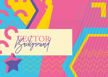 Cool geometrical graphic retro theme cover. Minimal geometric elements poster design. Vintage abstract shapes template for poster banner.のイラスト素材