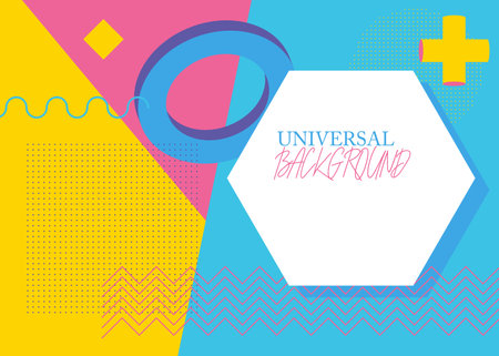 Cool geometrical graphic retro theme cover. Minimal geometric elements poster design. Vintage abstract shapes template for poster banner.のイラスト素材