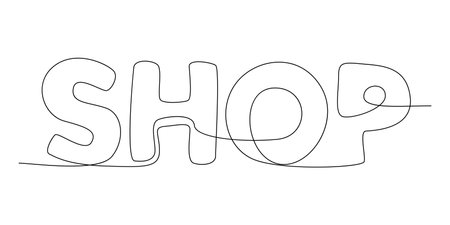 One continuous line of Shop word. Thin Line Illustration vector concept. Contour Drawing Creative ideas.のイラスト素材