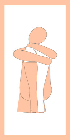 One continuous line of Sitting Tranquil Women. Thin Line Illustration vector concept. Contour Drawing Creative ideas.のイラスト素材