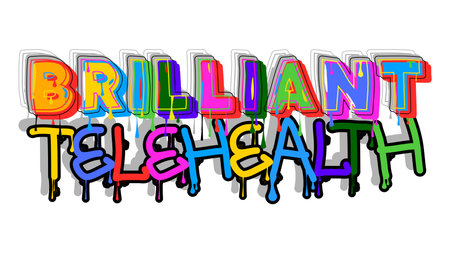 Brilliant Telehealth. Graffiti tag. Abstract modern street art decoration performed in urban painting style.のイラスト素材