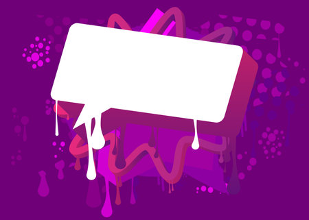 White speech bubble on colorful Graffiti background. Abstract modern street art decoration performed in urban painting style.のイラスト素材