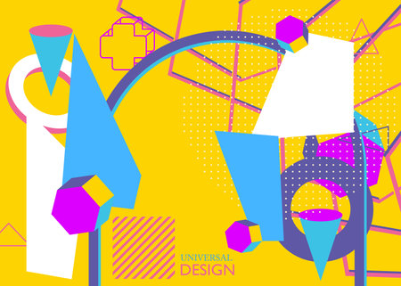Vintage Graphic shapes template. Minimal geometric poster, banner design. Abstract geometrical retro elements theme cover.のイラスト素材