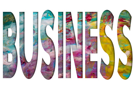 Abstract Natural Luxury art, fluid painting with Business text, alcohol ink technique. Image incorporates the swirls of marble granite.の写真素材