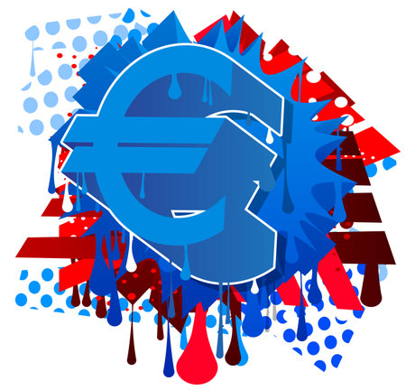 Euro Sign Graffiti. Abstract modern street art of European Union Currency symbol performed in urban painting style.のイラスト素材