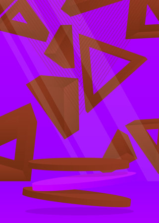Purple and brown realistic cylinder pedestal podium. Abstract stage showcase for presentation....