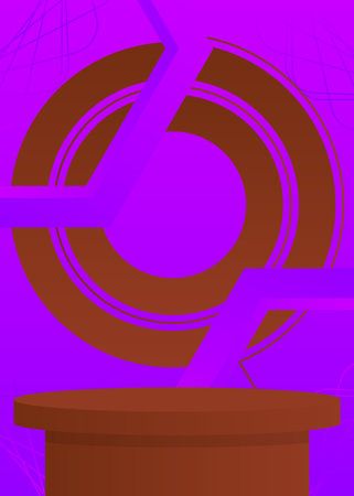 Purple and brown realistic cylinder pedestal podium. Abstract stage showcase for presentation....