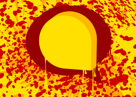Colorful Red and Yellow Graffiti speech bubble background. Abstract modern street art backdrop, wallpaper decoration performed in urban painting style.のイラスト素材