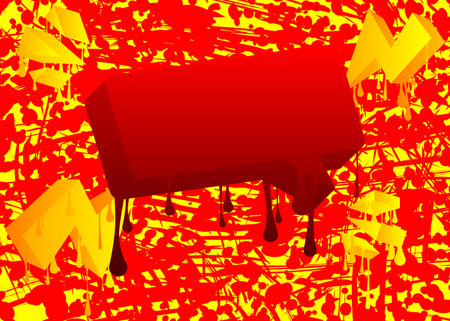 Colorful Red and Yellow Graffiti speech bubble background. Abstract modern street art backdrop, wallpaper decoration performed in urban painting style.のイラスト素材