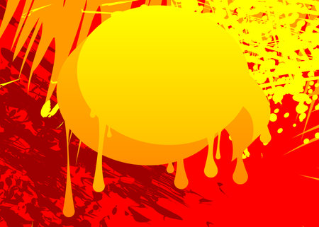Colorful Red and Yellow Graffiti speech bubble background. Abstract modern street art backdrop, wallpaper decoration performed in urban painting style.のイラスト素材