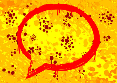 Colorful Red and Yellow Graffiti speech bubble background. Abstract modern street art backdrop, wallpaper decoration performed in urban painting style.のイラスト素材