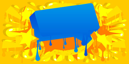 Colorful Abstract modern street art backdrop. Blue and Yellow Graffiti speech bubble background. Wallpaper decoration performed in urban painting style.のイラスト素材