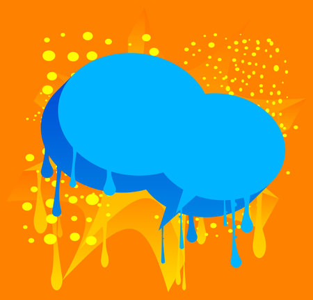 Colorful Abstract modern street art backdrop. Blue and Yellow Graffiti speech bubble background. Wallpaper decoration performed in urban painting style.のイラスト素材