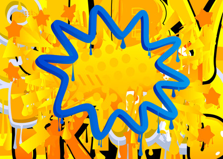 Colorful Abstract modern street art backdrop. Blue and Yellow Graffiti speech bubble background. Wallpaper decoration performed in urban painting style.のイラスト素材
