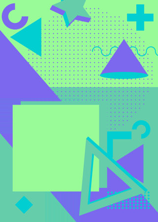 Minimal geometric pastel color poster, banner design. Vintage Purple, Blue and Turquoise Graphic...