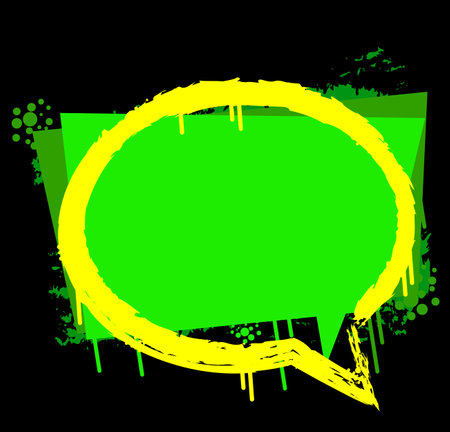Graffiti Background. Abstract green and yellow modern street art speech bubble decoration performed in urban painting style.のイラスト素材
