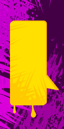 Purple and Yellow Graffiti Speech Bubble Background. Abstract modern street art banner decoration performed in urban painting style.のイラスト素材