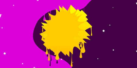 Purple and Yellow Graffiti Speech Bubble Background. Abstract modern street art banner decoration performed in urban painting style.のイラスト素材