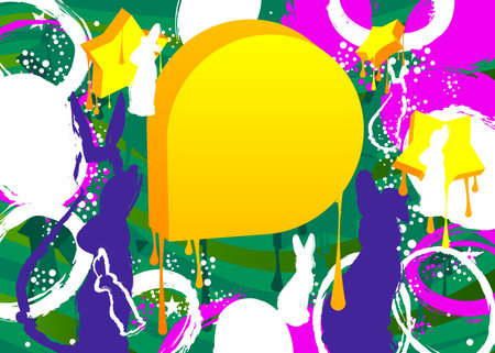 Abstract Easter Graffiti background. Modern street art holiday decoration backdrop, performed in urban painting style.のイラスト素材