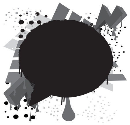 Black and white Speech Bubble Graffiti Background. Urban painting style. Abstract discussion symbol in modern dirty street art decoration.のイラスト素材
