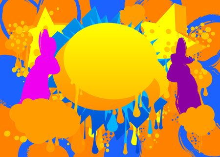 Abstract Easter Graffiti background. Modern street art performed in urban painting style. Colorful vector holiday decoration backdrop.のイラスト素材