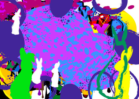 Abstract Easter Graffiti background. Modern street art performed in urban painting style. Colorful vector holiday decoration backdrop.のイラスト素材