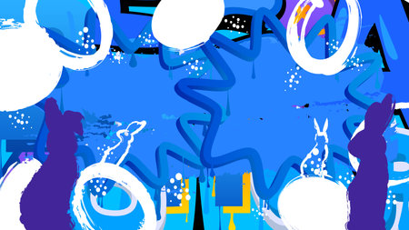 Abstract Easter Graffiti background. Modern street art performed in urban painting style. Colorful vector holiday decoration backdrop.のイラスト素材