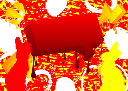 Abstract Easter Graffiti background. Modern street art performed in urban painting style. Colorful vector holiday decoration backdrop.のイラスト素材