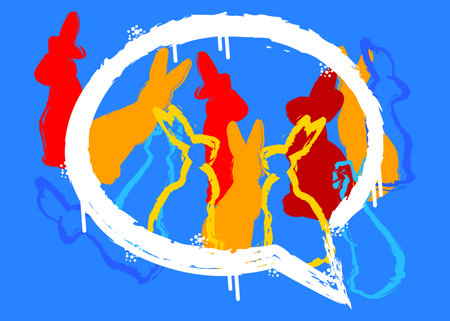 Abstract Easter Graffiti background. Modern holiday street art performed in urban painting style. Colorful vector celebration backdrop.のイラスト素材