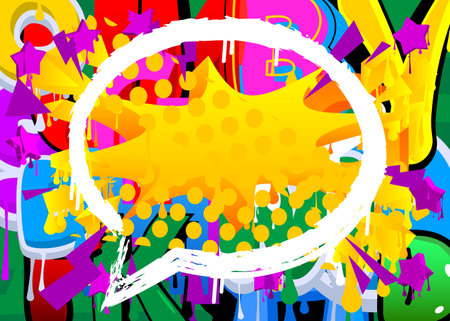 Speech Bubble Graffiti Background. Colorful Urban painting style backdrop. Abstract discussion symbol in modern dirty street art decoration.のイラスト素材