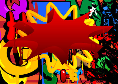 Speech Bubble Graffiti Background. Colorful Urban painting style backdrop. Abstract discussion symbol in modern dirty street art decoration.のイラスト素材