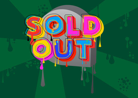 Sold Out Graffiti word tag. Abstract modern street art business decoration performed in urban painting style.のイラスト素材